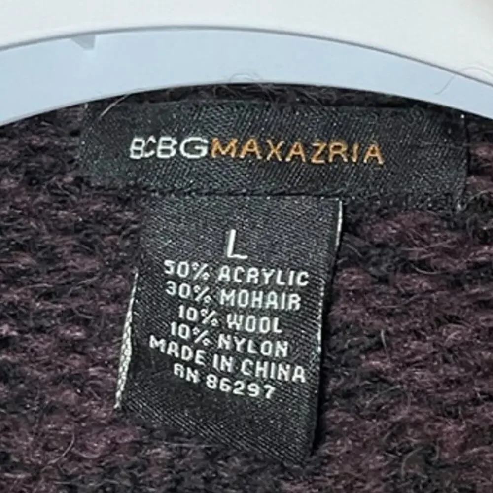 BCBG Max Azria Acrylic Button Up Knit Cardigan Open Front Drapes Women's Size L